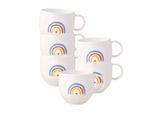 Becher VILLEROY & BOCH "Henkelbecher Be Happy With Love 290 ml 6er Set bunt", bunt, Porzellan, Trinkgefäße, Becher