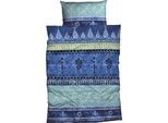 Bettwäsche CASATEX "Indi", blau (blautürkis), B/L: 200cm x 200cm, 1 Stk., 2 Stk., Biber, B/L: 40cm x 80cm, 3 Stk., Biber, Obermaterial: 100% Baumwolle, Bettwäsche, Bettwäsche, romantisch, orientalisch, weich und gemütlich
