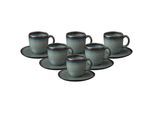 Tasse "Kaffeetassen mit Untertassen Lave 190 ml 6er Set", grau (gris), Steingut, LIKE. BY VILLEROY & BOCH, Trinkgefäße, Tasse