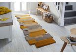 Läufer FLAIR RUGS "Abstract Collage, 100% Wolle, Karo Design", gelb (ocker), B:60cm H:11mm L:230cm, Wolle, Teppiche, Läufer, Patchwork, modern, mehrfarbig, Läufer, Wohnzimmer, Flur, Schlafzimmer