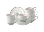 Tasse VILLEROY & BOCH "Kaffeetassen mit Untertassen Fleur Couleur 160 ml 6er Set", grün (vert), 6 tlg., Porzellan, Trinkgefäße, Tasse