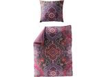 Wendebettwäsche JEKATEX "FLORENZIA", lila (beere), B/L: 135cm x 200cm, 1 Stk., 1 Stk., Mako-Satin, B/L: 80cm x 80cm, 2 Stk., Mako-Satin, Obermaterial: 100% Baumwolle, Bettwäsche, Wendebettwäsche, Bettwäsche-Set aus 100% Baumwolle