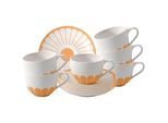 Tasse VILLEROY & BOCH "Kaffeetassen mit Untertassen Fleur Couleur 160 ml 6er Set", gelb (soleil), 6 tlg., Porzellan, Trinkgefäße, Tasse