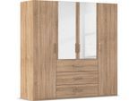 Drehtürenschrank RAUCH "Kleiderschrank Schrank Garderobe Schlafzimmerschrank EVELYN", braun (eiche sonoma), B:201cm H:197cm T:61cm, Holzwerkstoff, Schränke, Drehtürenschrank, in elegantem Stil mit Schubladen 3 Breiten und 2 Höhen MADE IN GERMANY