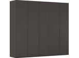 Drehtürenschrank RAUCH "Kleiderschrank Schrank Garderobe Wäscheschrank BESTSELLER MONTCLAR", grau (graphit, griffe graphit), B:251cm H:223cm T:60cm, Holzwerkstoff, Schränke, Drehtürenschrank, Front in Glas/Hochglanz/Dekor/Grauspiegel in 5 Breiten MADE IN GERMANY, Topseller