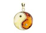 Kettenanhänger OSTSEE-SCHMUCK "- Yin & Yang - Gold 333/000 - Bernstein" Gr. 34, gold (gold 333, goldfarben, gelb), Schmuckanhänger, Damen, Gelbgold 333, Kettenanhänger