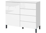 Kommode BORCHARDT MÖBEL "Haama, modern, grifflos, Metallfüße, praktisch, 2 Türen", weiß (weiß, hg), B:93cm H:80cm T:35cm, Holzwerkstoff, Sideboards, Kommode, Push-To-Open, verstellbare Einlegeböden, viel Stauraum, Breite 93cm