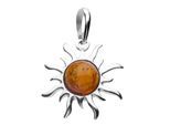 Kettenanhänger OSTSEE-SCHMUCK "- Sonne 25 mm - Silber 925/000 - Bernstein" Gr. 34, silber (silber 925, silberfarben, weiß), Schmuckanhänger, Damen, Silber 925 (Sterlingsilber), Kettenanhänger