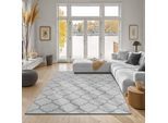 Teppich THE CARPET "Knight", grau, B:120cm H:12mm L:170cm, Polyester, Teppiche, Teppich, moderner Wohnzimmer Teppich elegant glänzender Flor