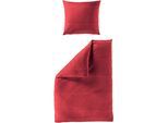 Bettwäsche BIERBAUM "Chic Uni", rot, B/L: 155cm x 220cm, 1 Stk., 1 Stk., Seersucker, B/L: 80cm x 80cm, 2 Stk., Seersucker, Obermaterial: 100% Baumwolle, Bettwäsche, Bettwäsche, Schickes Unidesign: Modern und elegant für jedes Schlafzimmer