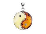Kettenanhänger OSTSEE-SCHMUCK "- Yin & Yang - Silber 925/000 - Bernstein" Gr. 33, silber (silber 925, silberfarben, weiß), Schmuckanhänger, Damen, Silber 925 (Sterlingsilber), Kettenanhänger