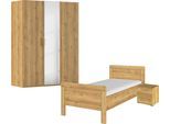 Schlafzimmer-Set RAUCH "Komplettschlafzimmer Schlafzimmer EVELYN", braun (asteiche), Bett 100x200cm + ohne Matratze, B/H: 100cm x 200cm, Bett 100x200cm, Holzwerkstoff, Schlafzimmermöbel-Sets, Schrank und Bett in 2 Breiten, Nachttisch 2 Schubladen MADE IN GERMANY