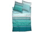 Bettwäsche CASATEX "Teri", blau (aquatic), B/L: 200cm x 220cm, 1 Stk., 2 Stk., Satin, B/L: 80cm x 80cm & 80cm x 80cm, 3 Stk., Satin, Obermaterial: 100% Baumwolle, Bettwäsche, Bettwäsche, zarte Blüten und Streifen, frische, elegante Farben