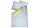 Bettwäsche CASATEX "Capri", bunt (hellblau, gelb), B/L: 135cm x 200cm, Satin, B/L: 80cm x 80cm, 2 Stk., Satin, Obermaterial: 100% Baumwolle, Bettwäsche, Bettwäsche, klassisch, modern, Streifen-Wend-Bettbezug, Zierrand am Bettbezug