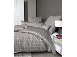 Wendebettwäsche JANINE "modernclassic 39025", braun (vulkan), B/L: 155cm x 220cm, 1 Stk., 1 Stk., Mako-Satin, B/L: 80cm x 80cm, 2 Stk., Mako-Satin, Obermaterial: 100% Baumwolle, Bettwäsche, Wendebettwäsche, mit Reißverschluss, 100% Baumwolle, mit Karos und Streifen