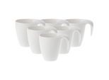 Becher VILLEROY & BOCH "Kaffeebecher Flow 280 ml 6er Set weiß", weiß, Porzellan, Trinkgefäße, Becher