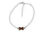 Armband OSTSEE-SCHMUCK "- Knochen - Silber 925/000 - Bernstein" Gr. 21, silber (silber 925, silberfarben, weiß), Armbänder, Damen, Silber 925 (Sterlingsilber), Armband