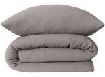 Bettwäsche SCHIESSER "Molly aus supersofter Musselin-Qualität in gedeckten Farben", grau, B/L: 135cm x 200cm, 1 Stk., 1 Stk., Musselin, B/L: 80cm x 80cm, 2 Stk., Musselin, Obermaterial: 100% Baumwolle, Bettwäsche, Bettwäsche, Made in Green