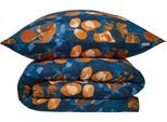Bettwäsche SCHIESSER "Maxima aus weicher Baumwolle mit floralem Muster", blau (blau, rost), B/L: 135cm x 200cm, 1 Stk., 1 Stk., Renforcé, B/L: 80cm x 80cm, 2 Stk., Renforcé, Obermaterial: 100% Baumwolle, Bettwäsche, Bettwäsche, Made in Green