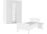Schlafzimmer-Set RAUCH "Komplettschlafzimmer Schlafzimmer EVELYN", weiß (alpinweiß), Bett 100x200cm + ohne Matratze, B/H: 100cm x 200cm, Bett 100x200cm, Holzwerkstoff, Schlafzimmermöbel-Sets, Schrank und Bett in 2 Breiten, Nachttisch 2 Schubladen MADE IN GERMANY