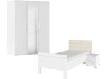Schlafzimmer-Set RAUCH "Komplettschlafzimmer Schlafzimmer EVELYN", weiß (alpinweiß), Bett 100x200cm + ohne Matratze, B/H: 100cm x 200cm, Bett 100x200cm, Holzwerkstoff, Schlafzimmermöbel-Sets, Schrank und Bett in 2 Breiten, Nachttisch 2 Schubladen MADE IN GERMANY