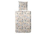 Bettwäsche PRIMERA "Biber-Bettwäsche Branches", braun blau, B/L: 135cm x 200cm, 1 Stk., 1 Stk., Biber, B/L: 80cm x 80cm, 2 Stk., Biber, Obermaterial: 100% Baumwolle, Bettwäsche, Bettwäsche, mit floralen Motiven
