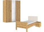Schlafzimmer-Set RAUCH "Komplettschlafzimmer Schlafzimmer EVELYN", braun (asteiche), Bett 100x200cm + ohne Matratze, B/H: 100cm x 200cm, Bett 100x200cm, Holzwerkstoff, Schlafzimmermöbel-Sets, Schrank und Bett in 2 Breiten, Nachttisch 2 Schubladen MADE IN GERMANY
