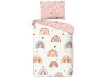 Babybettwäsche GOOD MORNING "Louie", rosa, B/L: 100cm x 135cm, 1 Stk., 1 Stk., Renforcé, B/L: 60cm x 40cm, 2 Stk., Renforcé, Obermaterial: 100% Baumwolle, Bettwäsche, Baumwolle, Renforcé, Wendeoptik, Baby, Kind, Mädchen, Regenbogen, Rosa
