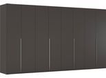 Drehtürenschrank RAUCH "Kleiderschrank Schrank Garderobe Wäscheschrank BESTSELLER MONTCLAR", grau (graphit, griffe chrom), B:400cm H:223cm T:60cm, Holzwerkstoff, Schränke, Drehtürenschrank, Front in Glas/Hochglanz/Dekor/Grauspiegel in 5 Breiten MADE IN GERMANY, Topseller