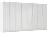 Drehtürenschrank RAUCH "Kleiderschrank Schrank Garderobe Wäscheschrank BESTSELLER MONTCLAR", weiß (alpinweiß, glas kristallweiß, griffe weiß), B:400cm H:223cm T:60cm, Holzwerkstoff, Schränke, Drehtürenschrank, Front in Glas/Hochglanz/Dekor/Grauspiegel in 5 Breiten MADE IN GERMANY
