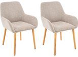 Esszimmerstuhl OTTO HOME "Evinnia", beige, naturfarben, B:60cm H:85cm T:58cm, Massivholz, Stoff, Stühle, Esszimmerstuhl, massive Eichenholzbeine, pflegegleicher Webstoff, Sitzhöhe 48 cm