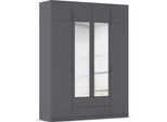 Kleiderschrank RAUCH "Drehtürenschrank Schrank Garderobe Ankleide Schlafzimmer LAGOA", grau (graumetallic), B:181cm H:235cm T:54cm, Holzwerkstoff, Schränke, Kleiderschrank, geräumige Schubladen, 3 Breiten, optional mit Aufsatz MADE IN GERMANY