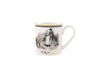 Becher VILLEROY & BOCH "Kaffeebecher Audun Chasse 300 ml weiß-grau-gelb", bunt (weiß, grau, gelb), Porzellan, Trinkgefäße, Becher