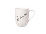 Becher VILLEROY & BOCH "Becher mit Henkel 'Je t'aime' Becher Liebe Statement 290 ml weiß", weiß, 1 tlg., Porzellan, Trinkgefäße, Becher