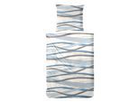 Bettwäsche PRIMERA "Biber-Bettwäsche Whips", grau, blau, B/L: 155cm x 220cm, 1 Stk., 1 Stk., Biber, B/L: 80cm x 80cm, 2 Stk., Biber, Obermaterial: 100% Baumwolle, Bettwäsche, Bettwäsche, mit modernen Linien