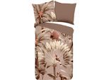 Wendebettwäsche GOOD MORNING "Fuji", braun (taupe), B/L: 135cm x 200cm, 1 Stk., 1 Stk., Renforcé, B/L: 80cm x 80cm, 2 Stk., Renforcé, Obermaterial: 100% Baumwolle, Bettwäsche, Wendebettwäsche, 100% Baumwolle, Renforcé, 135x200, Reißverschluss, Wendeoptik, Taupe