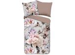 Wendebettwäsche DESCANSO "Colinda", beige (greige), B/L: 200cm x 200cm, 1 Stk., 2 Stk., Renforcé, B/L: 80cm x 80cm & 80cm x 80cm, 3 Stk., Renforcé, Obermaterial: 100% Baumwolle, Bettwäsche, Wendebettwäsche, Satin, Reißverschluss, Paspel, Biese, Wendeoptik, Luxe, Blumen, grau