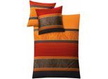 Bettwäsche KLEINE WOLKE "Cambridge in Gr. 135x200 oder 155x220 cm", orange, B/L: 135cm x 200cm, 1 Stk., 1 Stk., Mako-Satin, B/L: 80cm x 80cm, 2 Stk., Mako-Satin, Obermaterial: 100% Baumwolle, Bettwäsche, Bettwäsche, gestreifte Bettwäsche aus Baumwolle, Bettwäsche mit Paisley-Design