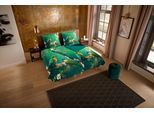Wendebettwäsche "Signi", grün, B/L: 135cm x 200cm, 1 Stk., 1 Stk., Microfaser, B/L: 80cm x 80cm, 2 Stk., Microfaser, Obermaterial: 100% Polyester, PURE LUXURY COLLECTION, Bettwäsche, Wendebettwäsche, 135x200, Pflegeleicht, Reißverschluss, Wendeoptik, Blumen, Vogel, Grün