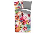 Wendebettwäsche HIP "Isarea", bunt (multi), B/L: 155cm x 220cm, 1 Stk., 1 Stk., Flanell, B/L: 80cm x 80cm, 2 Stk., Flanell, Obermaterial: 100% Baumwolle, Bettwäsche, Wendebettwäsche, Flanell, Biber, Winter, Warm, Wendeoptik, Mandala, Blumen, Grau, Bunt
