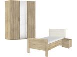 Schlafzimmer-Set RAUCH "Komplettschlafzimmer Schlafzimmer EVELYN", braun (eiche sonoma), Bett 100x200cm + ohne Matratze, B/H: 100cm x 200cm, Bett 100x200cm, Holzwerkstoff, Schlafzimmermöbel-Sets, Schrank und Bett in 2 Breiten, Nachttisch 2 Schubladen MADE IN GERMANY