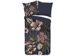 Wendebettwäsche "Jos", blau (dunkelblau), B/L: 135cm x 200cm, 1 Stk., 1 Stk., Microfaser, B/L: 80cm x 80cm, 2 Stk., Microfaser, Obermaterial: 100% Polyester, PURE LUXURY COLLECTION, Bettwäsche, Wendebettwäsche, Mikrofaser, Pflegeleicht, Reißverschluss, Wendeoptik, Blume, Blau