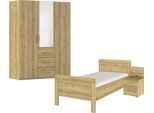 Schlafzimmer-Set RAUCH "Komplettschlafzimmer Schlafzimmer EVELYN", braun (asteiche), Bett 100x200cm + ohne Matratze, B/H: 100cm x 200cm, Bett 100x200cm, Holzwerkstoff, Schlafzimmermöbel-Sets, Schrank und Bett in 2 Breiten, Nachttisch mit Paneel MADE IN GERMANY