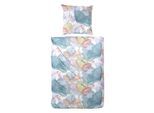 Bettwäsche PRIMERA "Mako-Satin -Bettwäsche Lucida", blau, B/L: 155cm x 220cm, 1 Stk., 1 Stk., Mako-Satin, B/L: 80cm x 80cm, 2 Stk., Mako-Satin, Obermaterial: 100% Baumwolle, Bettwäsche, Bettwäsche, mit frischem Blumendesign