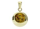 Kettenanhänger OSTSEE-SCHMUCK "- Alina 12 mm - Silber 925/000, vergoldet - Bernstein" Gr. 22, gold (goldfarben, gelb), Schmuckanhänger, Damen, Silber 925 (Sterlingsilber), Kettenanhänger