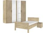 Schlafzimmer-Set RAUCH "Komplettschlafzimmer Schlafzimmer EVELYN", braun (eiche sonoma), Bett 120x200cm + ohne Matratze, B/H: 120cm x 200cm, Bett 120x200cm, Holzwerkstoff, Schlafzimmermöbel-Sets, Schrank und Bett in 2 Breiten, Nachttisch 2 Schubladen MADE IN GERMANY