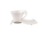 Tasse VILLEROY & BOCH "Café au lait Tasse mit Unterteller NewWave Caffè 260 ml weiß", weiß, Porzellan, Trinkgefäße, Tasse