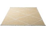 Teppich SANSIBAR "Braderup", gold (goldfarben), B:80cm H:2mm L:200cm, Schurwolle, Teppiche, Teppich, Flachgewebe, modernes Scandi Design, Motiv Rauten, mit Fransen