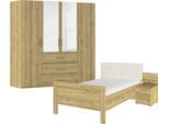 Schlafzimmer-Set RAUCH "Komplettschlafzimmer Schlafzimmer EVELYN", braun (asteiche), Bett 120x200cm + ohne Matratze, B/H: 120cm x 200cm, Bett 120x200cm, Holzwerkstoff, Schlafzimmermöbel-Sets, Schrank und Bett in 2 Breiten, Nachttisch mit Paneel MADE IN GERMANY