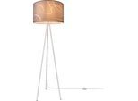 PACO HOME Stehlampe "Trina Tribal", weiß (grau), Ø 45,5cm H: 148,5cm, Leuchten, Stehlampe Dreibein Mit Lampenschirm Stoff Stativ Modern Vintage Uni, Stehlampe